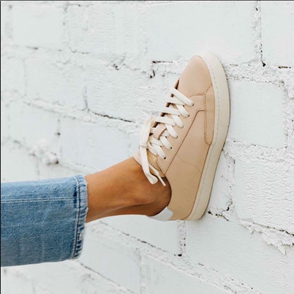 Soludos Ibiza Leather Sneakers In Bisque